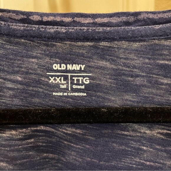 Old Navy Blue Gray Striped Scoop Keyhole Neck Short Sleeve Top Womens XXL Tall - Picture 10 of 11